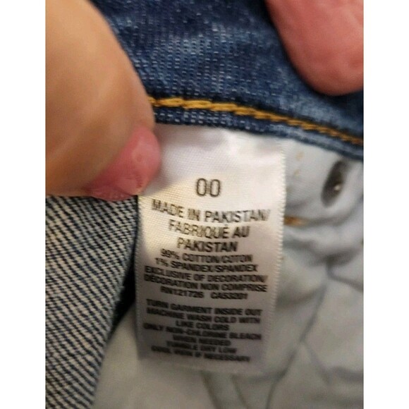 Aeropostale Jean Shorts Womens 00 Blue Cut Off Low Rise Distress Trash, Grunge, - Picture 5 of 5